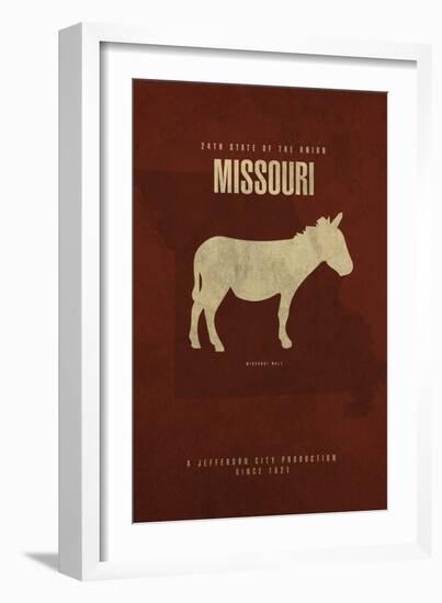 MO State Minimalist Posters-Red Atlas Designs-Framed Giclee Print