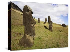 Moai at Rano Raraku on Easter Island-O. and E. Alamany and Vicens-Stretched Canvas