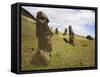 Moai at Rano Raraku on Easter Island-O. and E. Alamany and Vicens-Framed Stretched Canvas