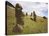 Moai at Rano Raraku on Easter Island-O. and E. Alamany and Vicens-Stretched Canvas