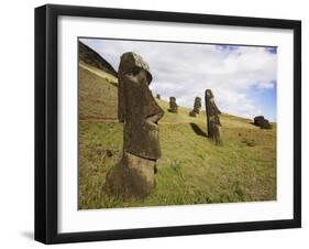 Moai at Rano Raraku on Easter Island-O. and E. Alamany and Vicens-Framed Premium Photographic Print