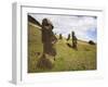 Moai at Rano Raraku on Easter Island-O. and E. Alamany and Vicens-Framed Premium Photographic Print