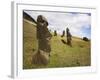 Moai at Rano Raraku on Easter Island-O. and E. Alamany and Vicens-Framed Photographic Print