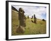 Moai at Rano Raraku on Easter Island-O. and E. Alamany and Vicens-Framed Photographic Print