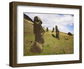 Moai at Rano Raraku on Easter Island-O. and E. Alamany and Vicens-Framed Photographic Print