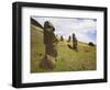 Moai at Rano Raraku on Easter Island-O. and E. Alamany and Vicens-Framed Photographic Print