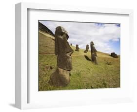 Moai at Rano Raraku on Easter Island-O. and E. Alamany and Vicens-Framed Photographic Print