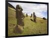 Moai at Rano Raraku on Easter Island-O. and E. Alamany and Vicens-Framed Photographic Print