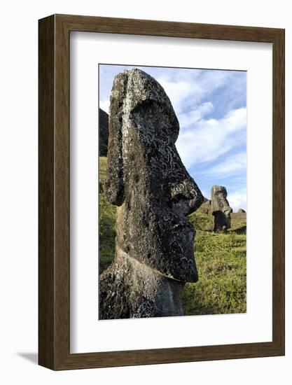 Moai in the Rano Raraku Volcanic Crater Formed of Consolidated Ash (Tuf)-Jean-Pierre De Mann-Framed Photographic Print