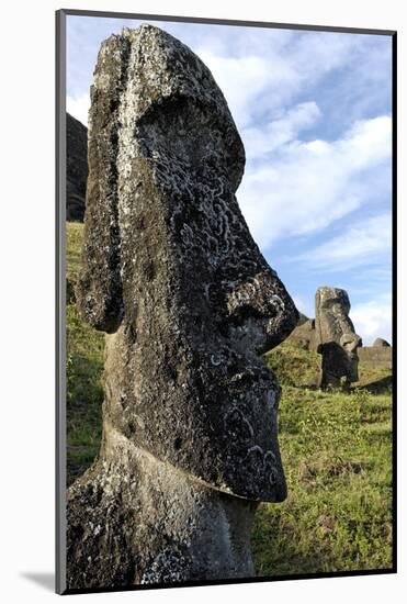 Moai in the Rano Raraku Volcanic Crater Formed of Consolidated Ash (Tuf)-Jean-Pierre De Mann-Mounted Photographic Print