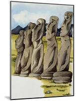 Moai, Monolithic Statue on Easter Island, Chile-null-Mounted Giclee Print