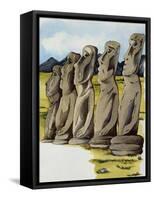 Moai, Monolithic Statue on Easter Island, Chile-null-Framed Stretched Canvas