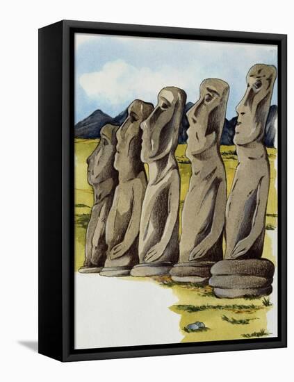 Moai, Monolithic Statue on Easter Island, Chile-null-Framed Stretched Canvas