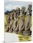 Moai, Monolithic Statue on Easter Island, Chile-null-Mounted Giclee Print