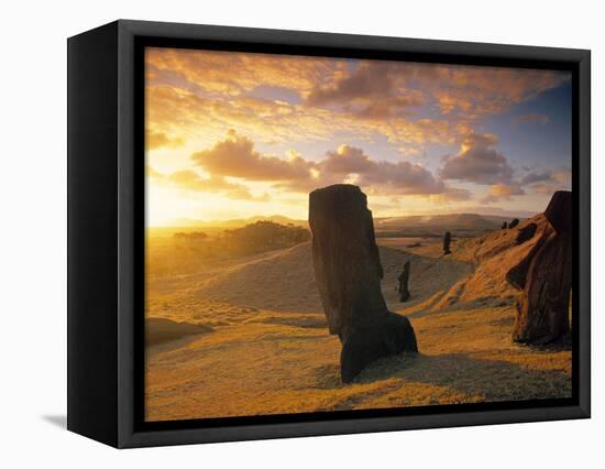 Moai Quarry, Easter Island, Chile-Walter Bibikow-Framed Stretched Canvas