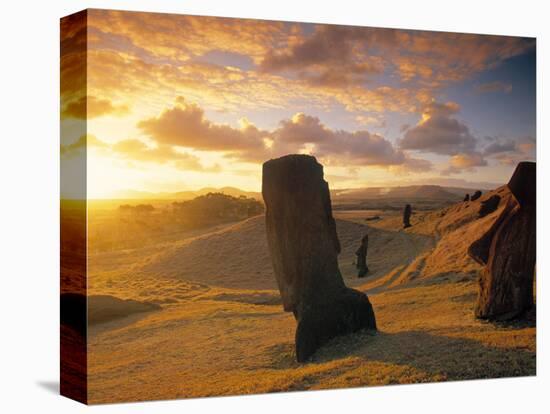 Moai Quarry, Easter Island, Chile-Walter Bibikow-Stretched Canvas