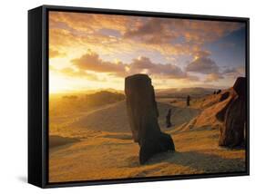Moai Quarry, Easter Island, Chile-Walter Bibikow-Framed Stretched Canvas