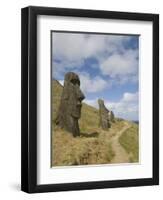 Moai Quarry, Rano Raraku Volcano, Unesco World Heritage Site, Easter Island (Rapa Nui), Chile-Michael Snell-Framed Photographic Print