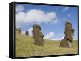 Moai Quarry, Rano Raraku Volcano, Unesco World Heritage Site, Easter Island (Rapa Nui), Chile-Michael Snell-Framed Stretched Canvas