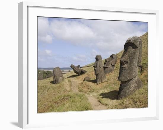 Moai Quarry, Ranu Raraku Volcano, Unesco World Heritage Site, Easter Island (Rapa Nui), Chile-Michael Snell-Framed Photographic Print