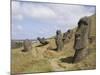 Moai Quarry, Ranu Raraku Volcano, Unesco World Heritage Site, Easter Island (Rapa Nui), Chile-Michael Snell-Mounted Photographic Print