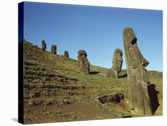 Moai Rano Raraku, Easter Island, Chile-null-Stretched Canvas