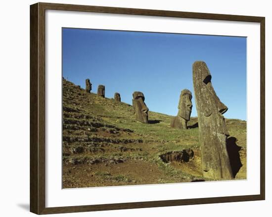 Moai Rano Raraku, Easter Island, Chile-null-Framed Photographic Print