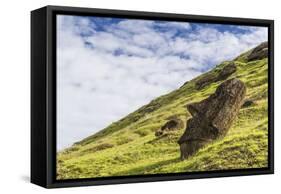 Moai Sculptures in Various Stages of Completion at Rano Raraku-Michael Nolan-Framed Stretched Canvas