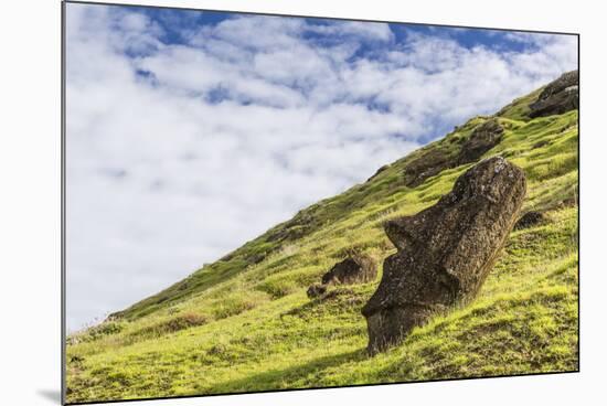 Moai Sculptures in Various Stages of Completion at Rano Raraku-Michael Nolan-Mounted Photographic Print