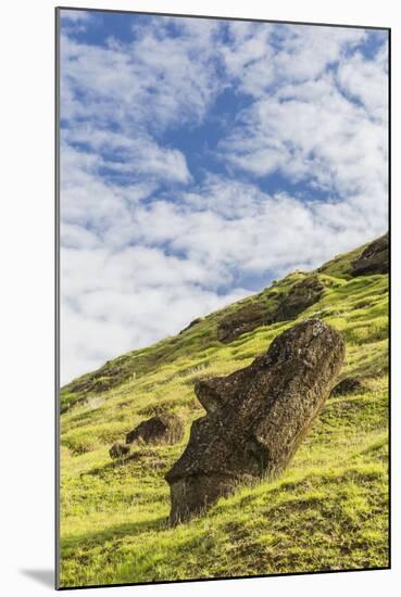 Moai Sculptures in Various Stages of Completion at Rano Raraku-Michael Nolan-Mounted Photographic Print