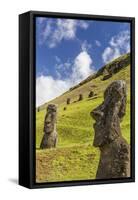 Moai Sculptures in Various Stages of Completion at Rano Raraku-Michael Nolan-Framed Stretched Canvas