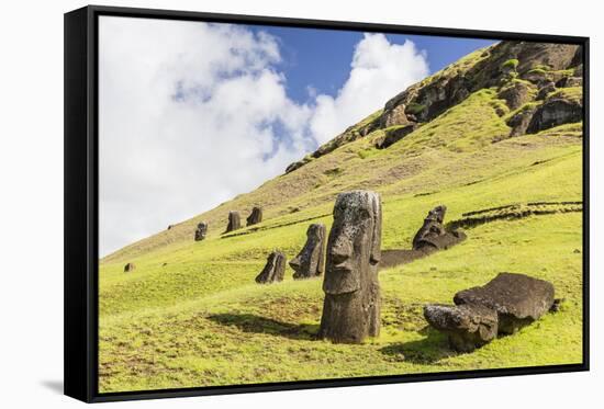 Moai Sculptures in Various Stages of Completion at Rano Raraku-Michael Nolan-Framed Stretched Canvas