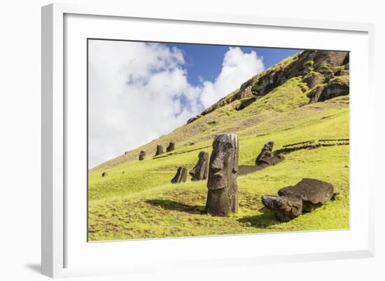 Moai Sculptures in Various Stages of Completion at Rano Raraku-Michael Nolan-Framed Photographic Print