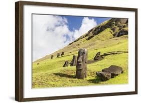 Moai Sculptures in Various Stages of Completion at Rano Raraku-Michael Nolan-Framed Photographic Print