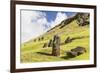 Moai Sculptures in Various Stages of Completion at Rano Raraku-Michael Nolan-Framed Photographic Print