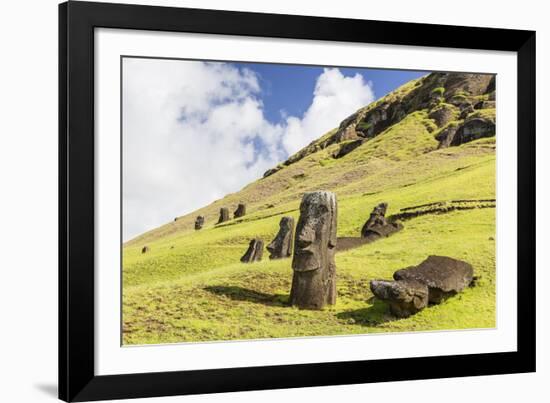 Moai Sculptures in Various Stages of Completion at Rano Raraku-Michael Nolan-Framed Photographic Print