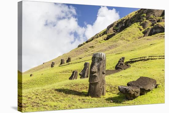 Moai Sculptures in Various Stages of Completion at Rano Raraku-Michael Nolan-Stretched Canvas