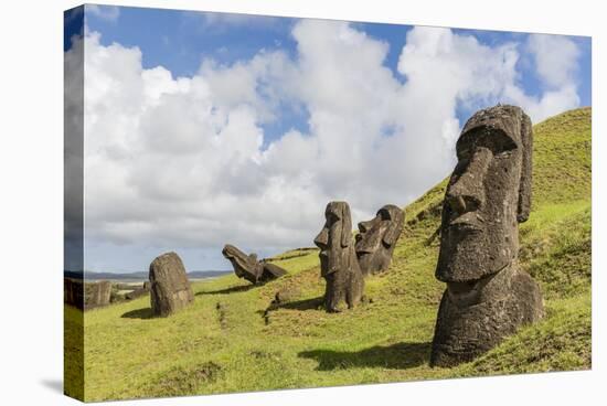 Moai Sculptures in Various Stages of Completion at Rano Raraku-Michael Nolan-Stretched Canvas