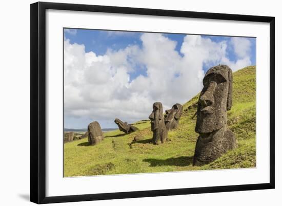 Moai Sculptures in Various Stages of Completion at Rano Raraku-Michael Nolan-Framed Photographic Print