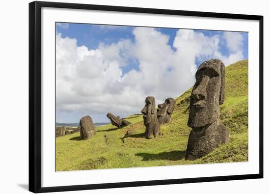 Moai Sculptures in Various Stages of Completion at Rano Raraku-Michael Nolan-Framed Photographic Print