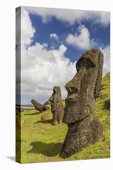 Moai Sculptures in Various Stages of Completion at Rano Raraku-Michael Nolan-Stretched Canvas