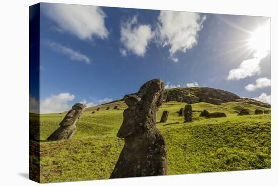 Moai Sculptures in Various Stages of Completion at Rano Raraku-Michael Nolan-Stretched Canvas