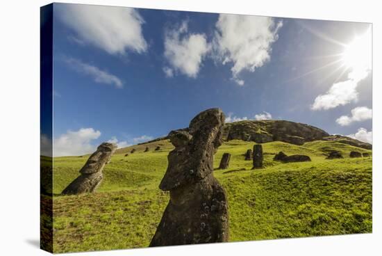 Moai Sculptures in Various Stages of Completion at Rano Raraku-Michael Nolan-Stretched Canvas