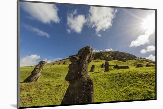 Moai Sculptures in Various Stages of Completion at Rano Raraku-Michael Nolan-Mounted Photographic Print