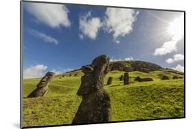 Moai Sculptures in Various Stages of Completion at Rano Raraku-Michael Nolan-Mounted Photographic Print