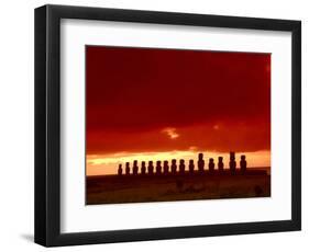 Moai Silhouette, Ahu Tongariki, Easter Island, Chile-Keren Su-Framed Photographic Print