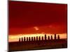 Moai Silhouette, Ahu Tongariki, Easter Island, Chile-Keren Su-Mounted Photographic Print