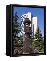 Moai Statue in Central Santiago, Chile, South America-Gavin Hellier-Framed Stretched Canvas