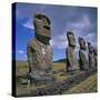 Moai Statues, Ahu Akivi, Easter Island, UNESCO World Heritage Site, Chile, Pacific-Geoff Renner-Stretched Canvas