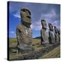 Moai Statues, Ahu Akivi, Easter Island, UNESCO World Heritage Site, Chile, Pacific-Geoff Renner-Stretched Canvas